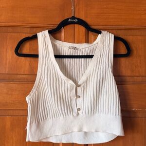 Free People White V-Neck Sweater